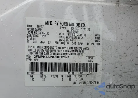 2018 Ford Edge Sport from USA, damaged, VIN 2FMPK4AP0JBB12823